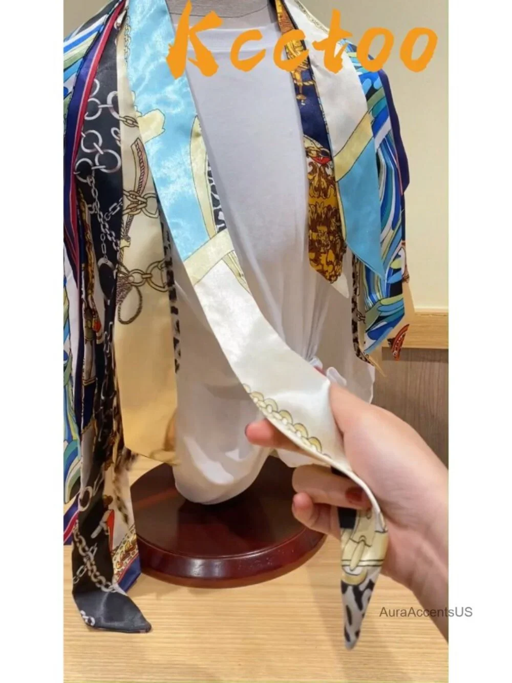 Multipurpose Imitation Silk Fashion Scarf for Neck Hair Handbag Decoration
